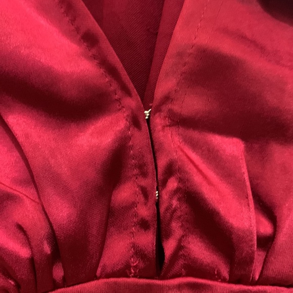 Petal and Pup Dress NWT Flawed Ricki Maxi Ruby Wine Small Satin Butterfly Sleeve - Picture 10 of 17